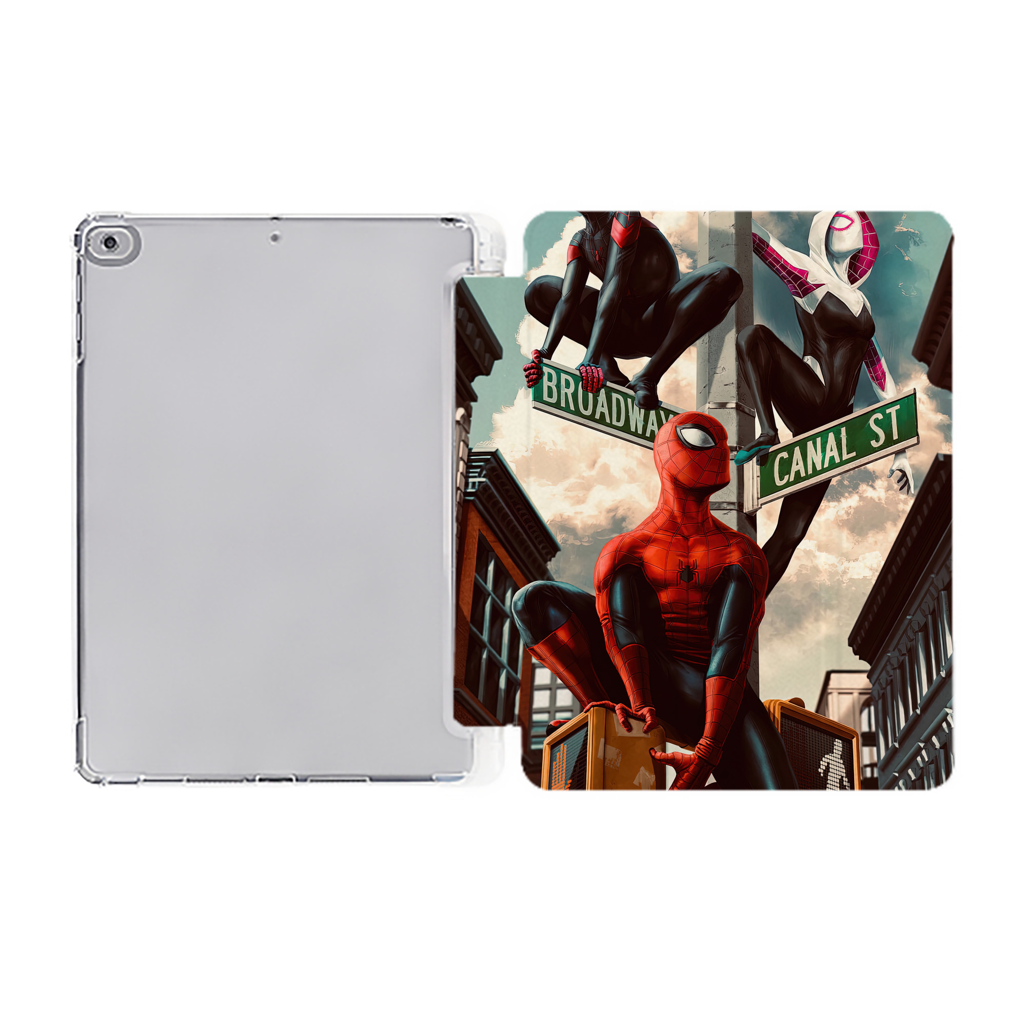 （画像用） Spider Man スパイダーマン IPad ケース ペン収納付き 三つ折りスタンド PUレザー×シリコン 対応機種9.5/10.5/10.9インチ